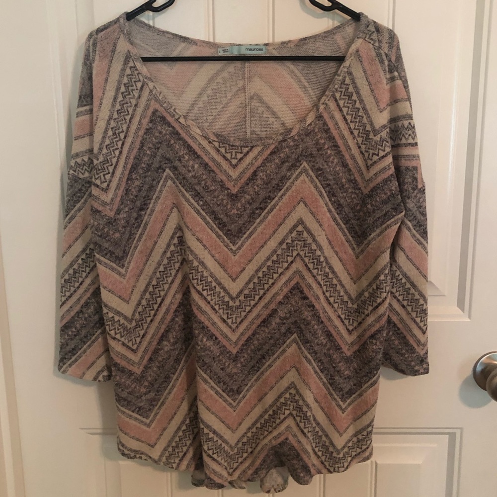 Maurice’s Grey and Pink Tribal Sweater 3/4